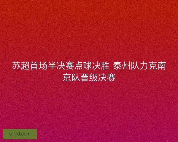 苏超首场半决赛点球决胜 泰州队力克南京队晋级决赛